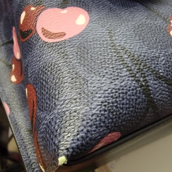 Coach Signature Cherry Mollie Tote - Dark Blue and Pink - Picture 5 of 7